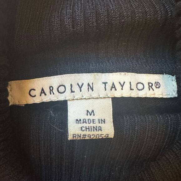 Carolyn Taylor Womens Pullover Solid Black Turtleneck Sweater Long Sleeve Size M - Picture 2 of 4